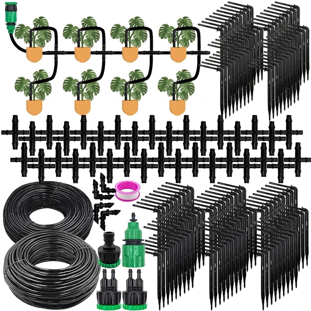 Bonsai Garden Youtube - Automatische druppelirrigatieset voor kassen, 4-weg slangdruppelaar